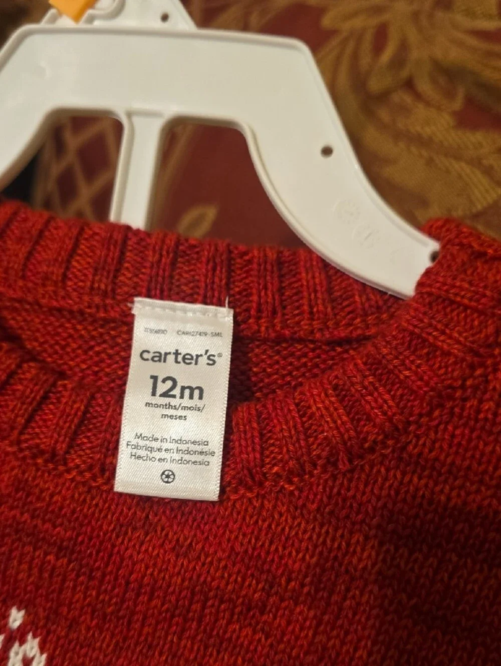 Carter's Red Knit Reindeer Sweater 2 Piece Set  [12 Mos / New With Tags]